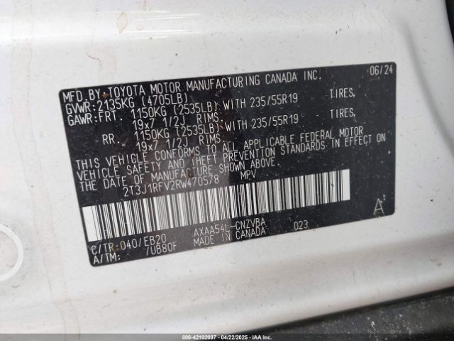 2T3J1RFV2RW470578 Toyota Rav4 Adventure