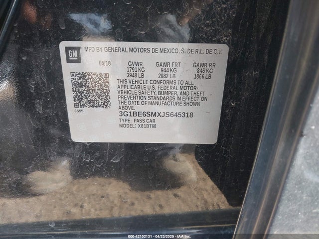 3G1BE6SMXJS645318 Chevrolet Cruze Lt Auto