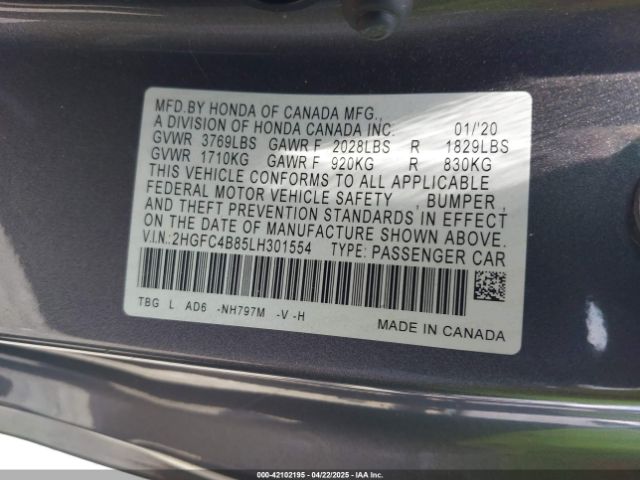 2HGFC4B85LH301554 Honda Civic Sport