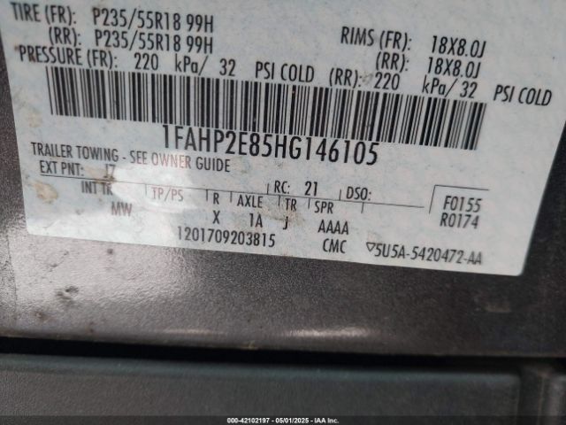 1FAHP2E85HG146105 Ford TAURUS SEL