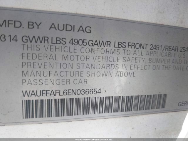WAUFFAFL6EN036654 Audi A4 2.0t Premium