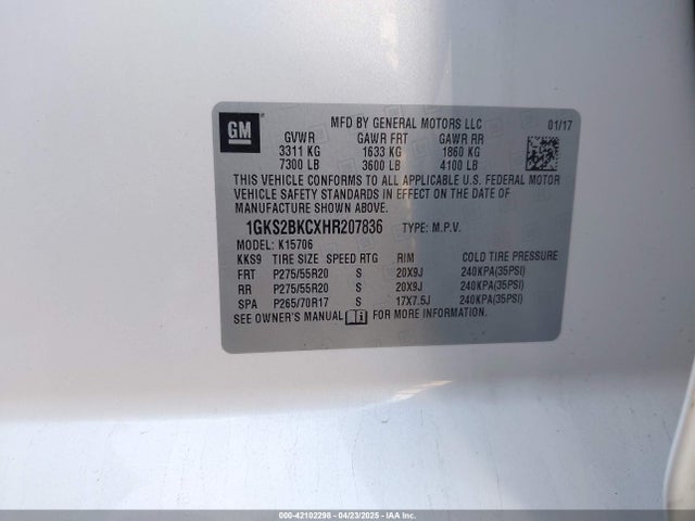 1GKS2BKCXHR207836 GMC l83 -sidi: spark ignited direct injection, vvt: variable valve timing, afm, e85 max, alum