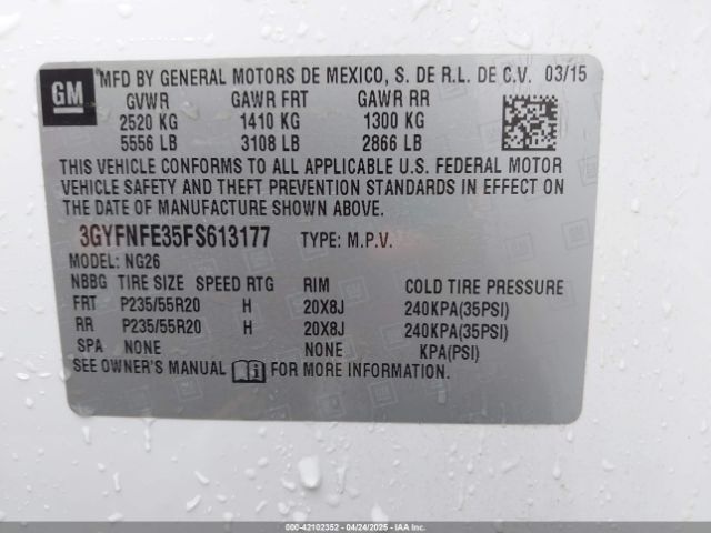 3GYFNFE35FS613177 Cadillac Srx Performance Collection