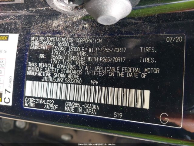 JTEBU5JR9L5832060 Toyota 4runner Trd Off Road Premium