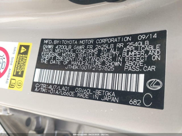 JTHBK1GG1F2157625 Lexus ES 350