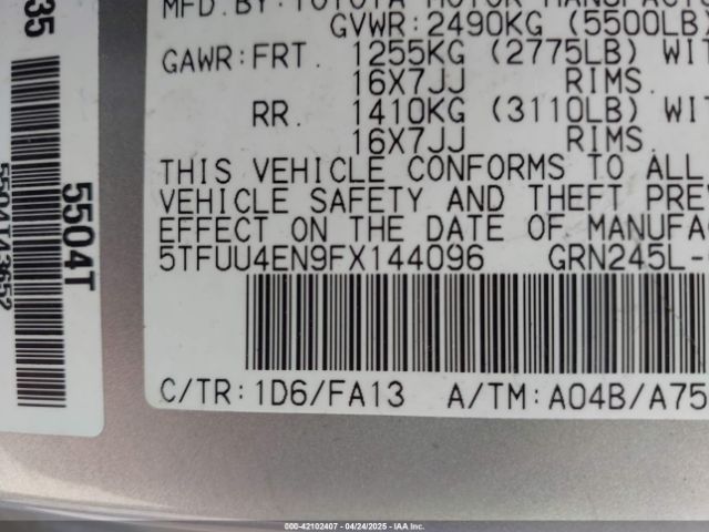 5TFUU4EN9FX144096 Toyota Tacoma Base V6