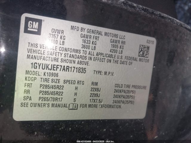 2010 CADILLAC ESCALADE ESV 1GYUKJEF7AR171835 Photo 8