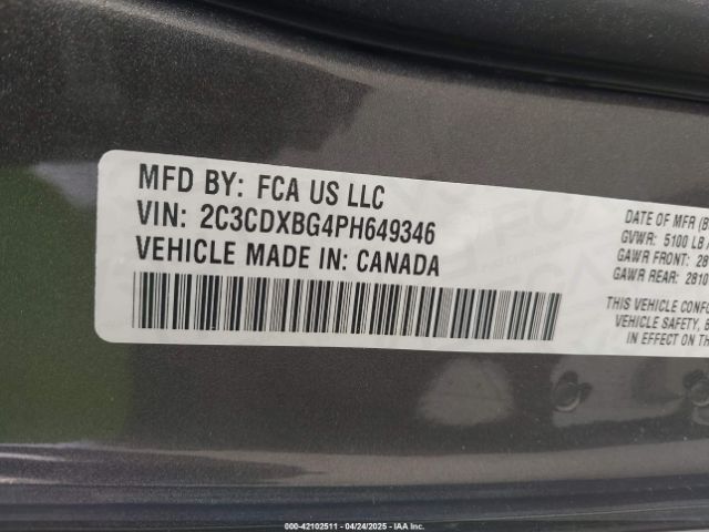 2C3CDXBG4PH649346 Dodge Charger Sxt