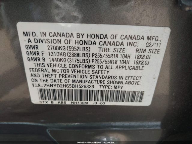 2011 ACURA MDX 2HNYD2H65BH526323 Photo 8