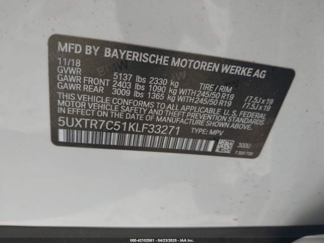 5UXTR7C51KLF33271 BMW X3 Sdrive30i