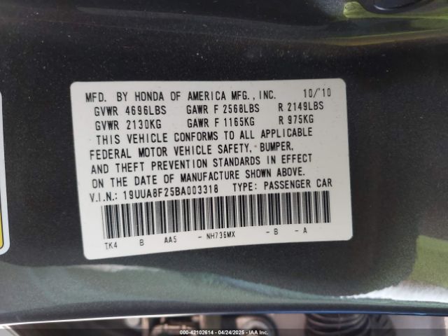 2011 ACURA TL 19UUA8F25BA003318 Photo 8