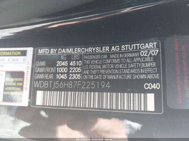 2007 MERCEDES-BENZ CLK 350 WDBTJ56H87F225194 Photo 8