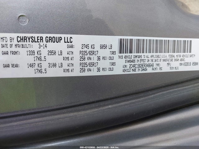 2C4RC1BG9ER348648 Chrysler 2014