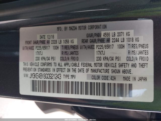 JM3KE4BY8G0921243 Mazda CX-5 SPORT