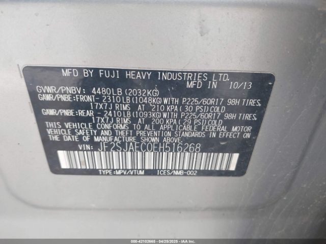 JF2SJAEC0EH516268 Subaru Forester 2.5i Premium