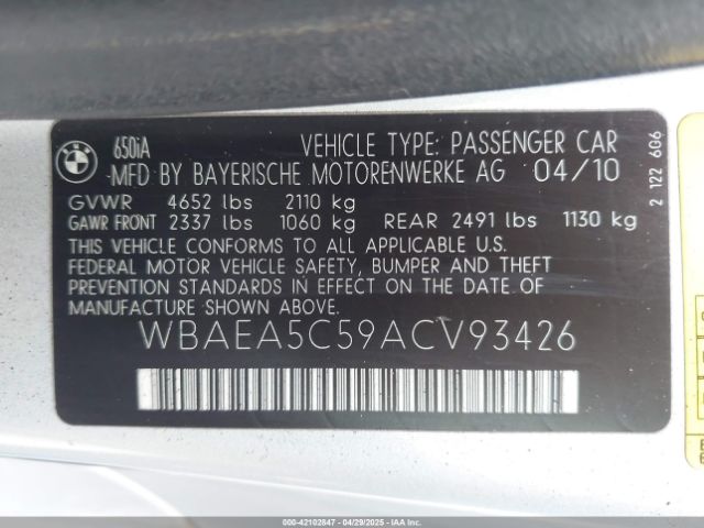 2010 BMW 650I WBAEA5C59ACV93426 Photo 8