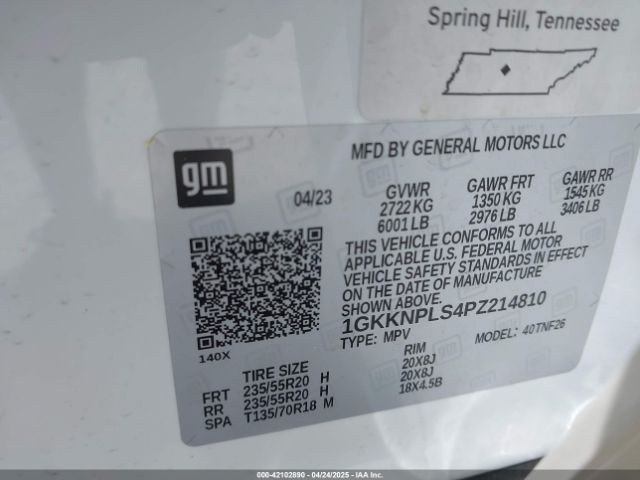 1GKKNPLS4PZ214810 GMC Acadia Fwd Denali