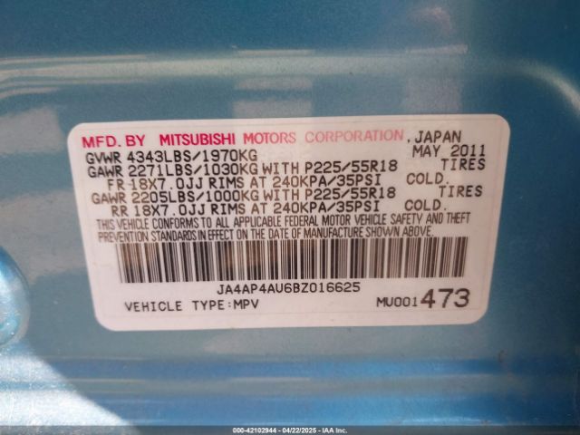 2011 MITSUBISHI OUTLANDER SPORT JA4AP4AU6BZ016625 Photo 8