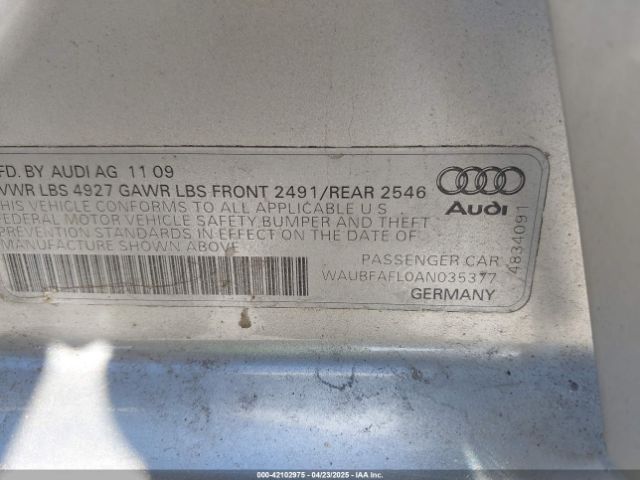 2010 AUDI A4 WAUBFAFL0AN035377 Photo 8