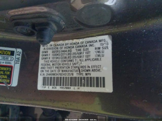 2HKRM3H76EH512578 Honda Cr-v Ex-l