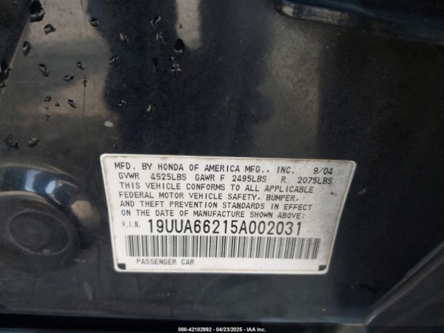 2005 ACURA TL 19UUA66215A002031 Photo 8