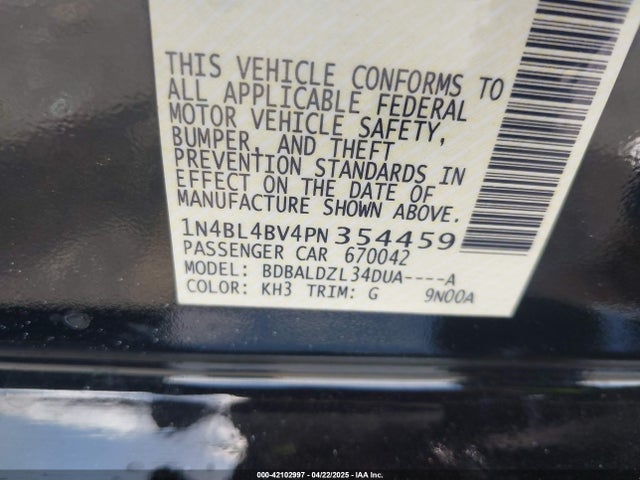 1N4BL4BV4PN354459 Nissan Altima S Fwd