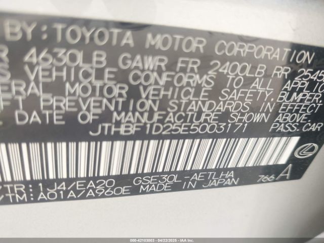 JTHBF1D25E5003171 Lexus IS 250