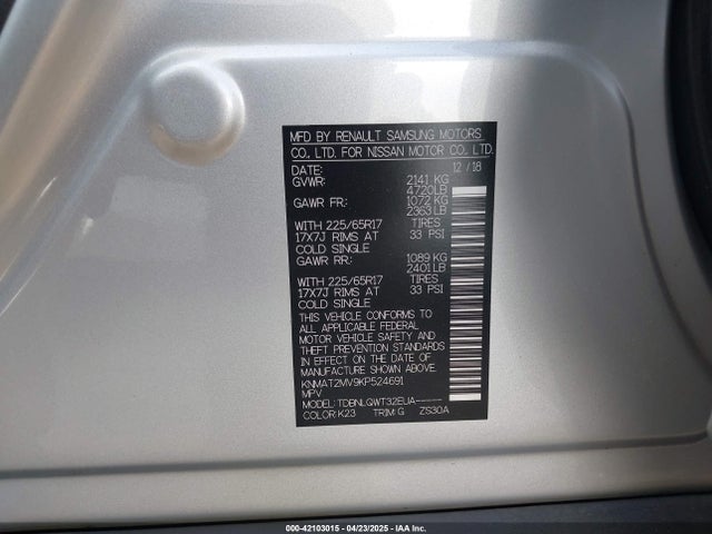 Nissan ROGUE SV 2019 KNMAT2MV9KP524691 Image 9