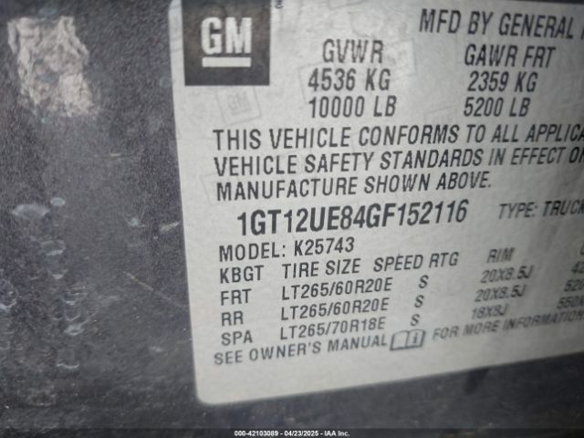 1GT12UE84GF152116 GMC Sierra 2500hd Denali