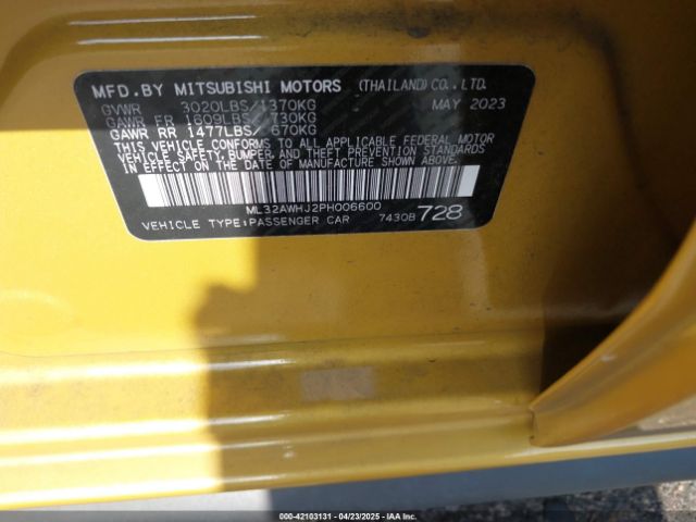 ML32AWHJ2PH006600 Mitsubishi Mirage Black Edition