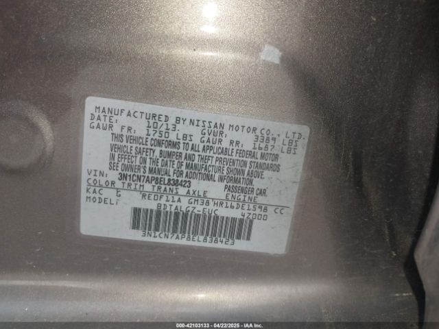 3N1CN7AP8EL838423 Nissan Versa 1.6 Sl