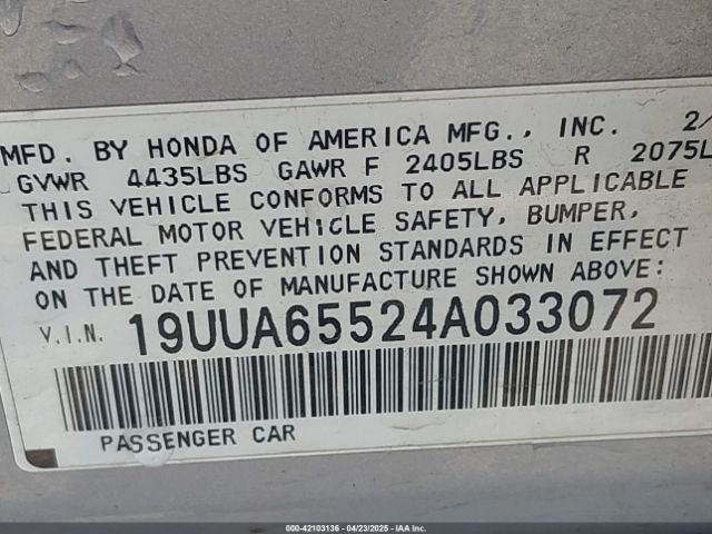 2004 ACURA TL 19UUA65524A033072 Photo 8