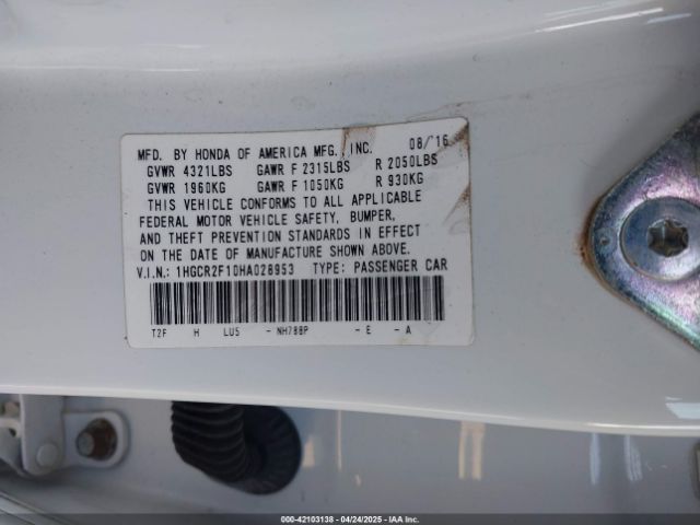 1HGCR2F10HA028953 Honda Accord Sport Se