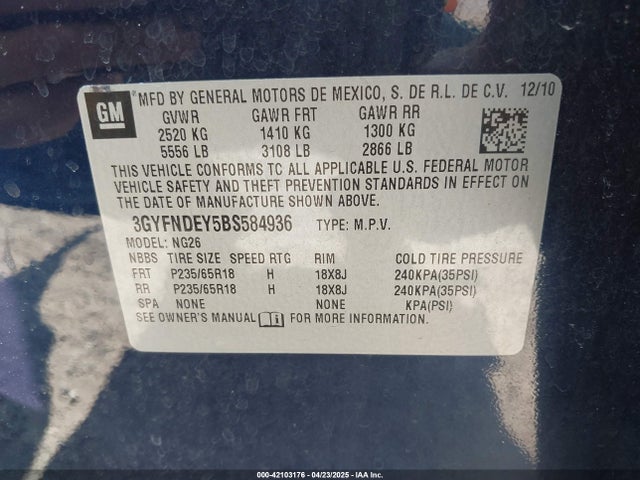 2011 CADILLAC SRX 3GYFNDEY5BS584936 Photo 8