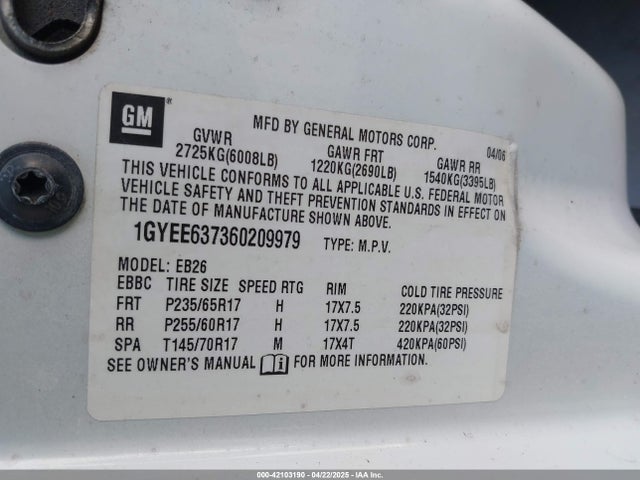 2006 CADILLAC SRX 1GYEE637360209979 Photo 8