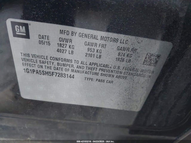 1G1PA5SH5F7283144 Chevrolet Cruze Ls Auto