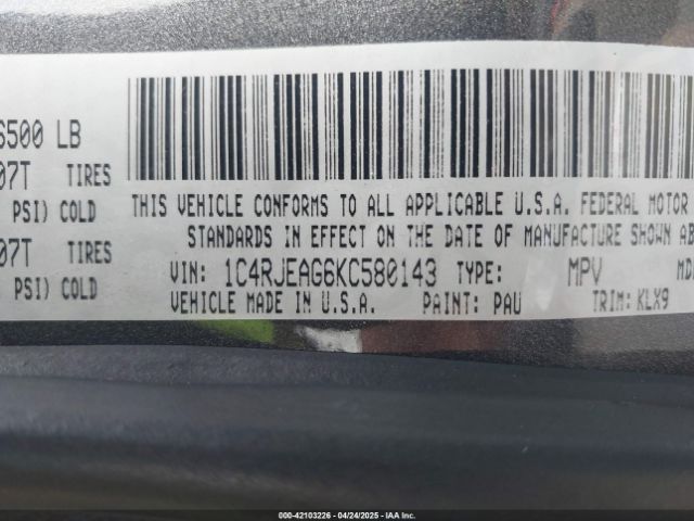 2019 JEEP GRAND CHEROKEE 1C4RJEAG6KC580143 Photo 8