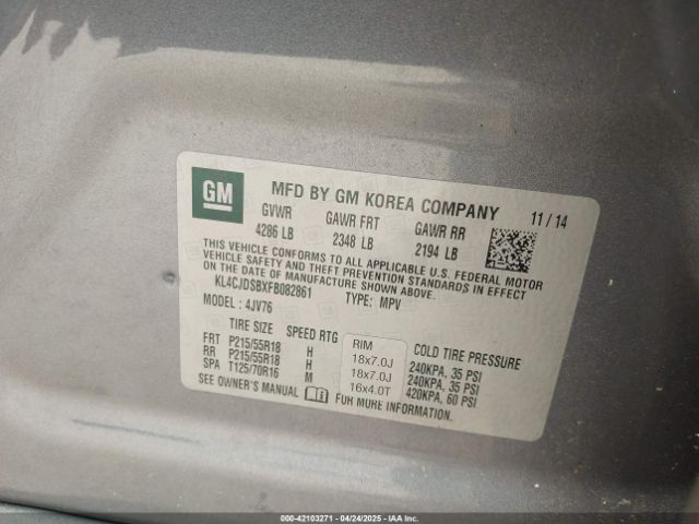 KL4CJDSBXFB082861 Buick Encore Premium