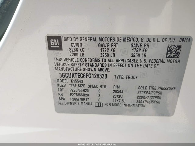 3GCUKTEC6FG128330 Chevrolet Silverado 1500 High Country
