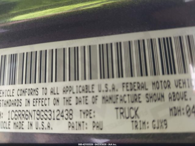 1C6RR6NT9GS312438 RAM 1500 Laramie