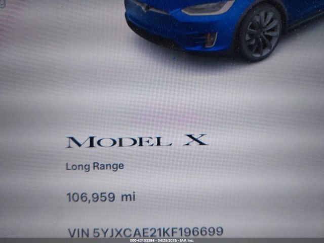 5YJXCAE21KF196699 Tesla Model X 100d/75d/long Range