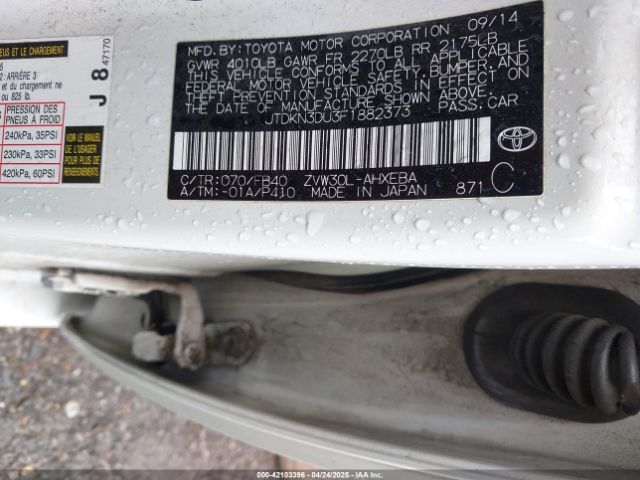 JTDKN3DU3F1882373 Toyota Prius Two