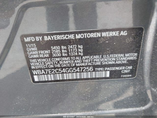 WBA7E2C54GG547256 BMW 740I