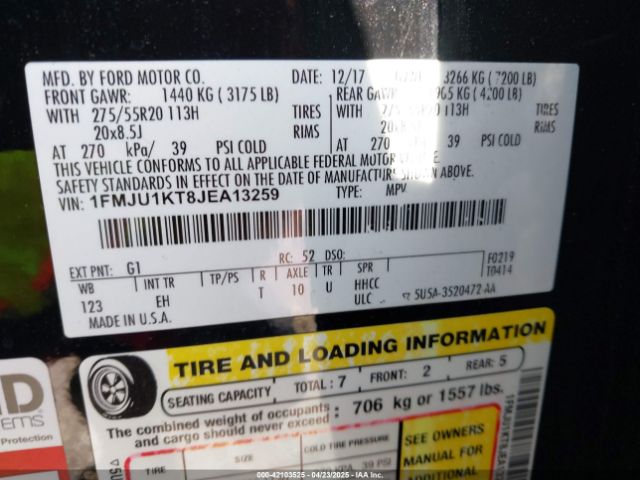 1FMJU1KT8JEA13259 Ford Expedition Limited