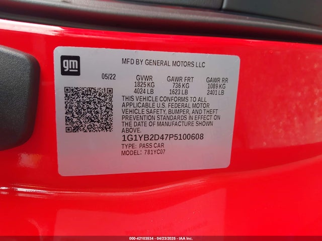 Chevrolet lt2 2023 1G1YB2D47P5100608 Image 9