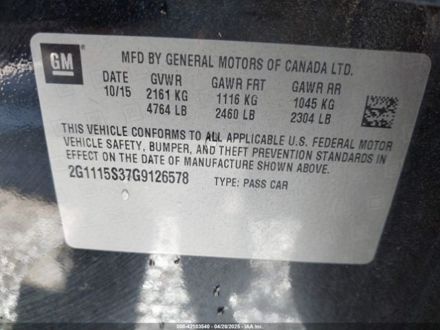 2G1115S37G9126578 Chevrolet Impala 2lt