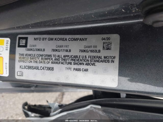 KL8CB6SA9LC473908 Chevrolet Spark Fwd Ls Automatic