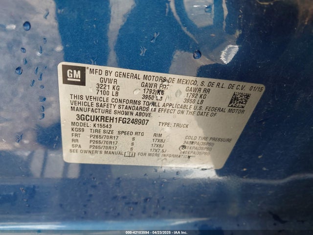 3GCUKREH1FG248907 Chevrolet Silverado 1500 1lt