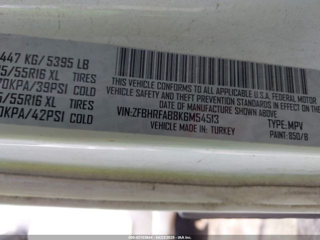ZFBHRFAB8K6M54513 RAM Promaster City Tradesman