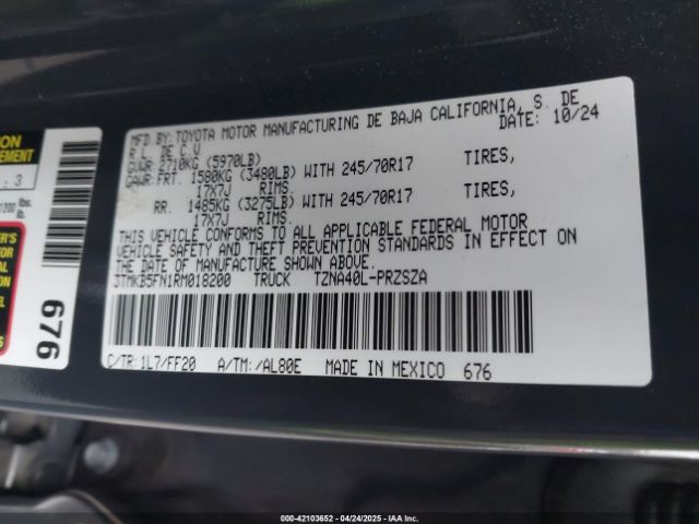 3TMKB5FN1RM018200 Toyota Tacoma Sr5 2wd